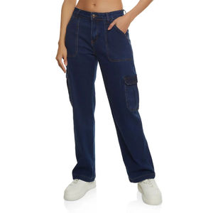 Pantalones Cargo Oversize para Mujer, Cintura Elástica, Lona de Peso Medio, Corte Acampanado, Transpirables, Invierno, Alta Calidad - Product Image 1