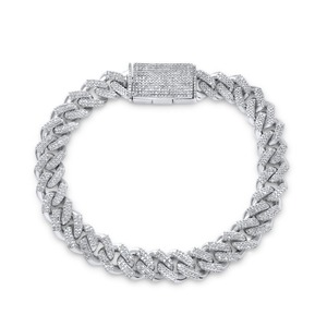 Meilleurs prix pour bracelet cubain de luxe pour homme en or blanc 10K avec diamants Moissanite de 9,5 mm, idéal pour les fêtes et les cadeaux - Product Image 1