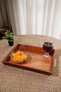 Plateau de service en bois léger fait main, design classique, avec poignées - Product Image 3