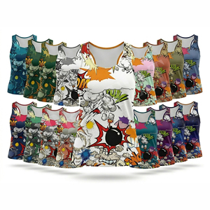 เสื้อกล้ามโอเวอร์ไซส์ OEM ODM แฟชั่นทันสมัย พิมพ์ลายกราฟิกตามสั่ง เสื้อยืดแขนกุดลำลองสำหรับฤดูร้อน สตรีทแวร์ น้ำหนักเบา เหมาะสำหรับออกกำลังกาย ฟิตเนส ยิม โยคะ - Product Image 1