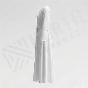 ชุดกิโมโนแบบ OEM ปี 2025 เสื้อคลุมอาบายะ ผ้าโพลีเอสเตอร์เนื้อนุ่ม ยืดหยุ่นสูง หนาขึ้น สำหรับผู้หญิงมุสลิม คอวี แขนยาว เหมาะสำหรับงานปาร์ตี้ รอมฎอน งานแต่งงาน - Product Image 3