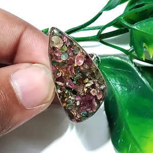 Natural Copper Multi Tourmaline Gemstone Ring, <b>Solid</b> 925 Sterling <b>Silver</b> Adjustable Statement Ring, Handmade Jewelry, Boho Ring - Product Image 5
