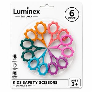 กรรไกรปักลายดอกทานตะวันขนาดเล็ก LUMINEX IMPEX สีแดงน้ำเงิน สแตนเลสสตีล สำหรับคนถนัดขวา ใบมีดคม 30 ฟัน สำหรับตัดผม - Product Image 5