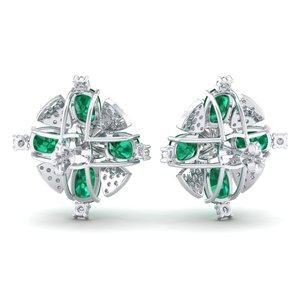 REYES Pendientes de Oro Sólido de 14K con Diamante Certificado IGI y Esmeralda, con Cierre de Rosca, para Mujer, Joyería Fina - Product Image 4