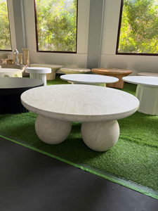 Mesa de Centro Moderna para Exteriores de Hormigón GFRC, Ligera, de Fibrocemento, Resistente al Agua, Duradera, para Patio, Jardín, con Garantía de 24 Meses - Product Image 3
