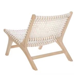 Sillas de jardín Marco de madera de teca maciza Fabricación de sillas decorativas tejidas de cuero en Indonesia - Product Image 2