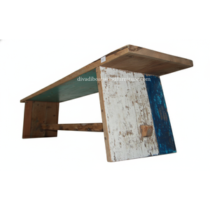 Banc en bois de bateau récupéré Alet Knockdown, couleur naturelle, fait main, design minimaliste et durable, pour extérieur et intérieur - Product Image 6