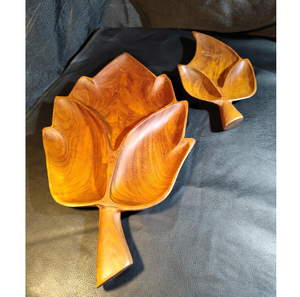 Bol en bois naturel de qualité supérieure, forme feuille, design élégant, pour la cuisine, décoratif et de service. - Product Image 5