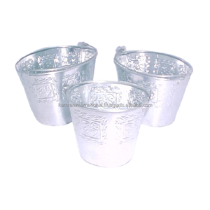 100% Pure Metal Flower Planters Designer Plant Set de 3 pour Restaurant Garden Decorative Floral Pot Accessoires - Product Image 5