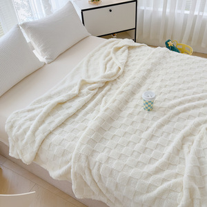 Super King Size Flannel Fleece Blanket Thick Double Sided Soft Warm Checkerboard <b>Throw</b> Blanket for Bed Sofa Wholesale OEM ODM - Product Image 6