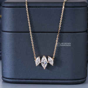 Marquise Cut Lab Grown Diamond Pendant S925 Sterling <b>Silver</b> Yellow Gold Plated Luxury 3 Piece EF Clarity <b>Charm</b> Gift for Women - Product Image 6