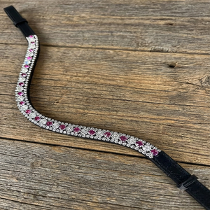 Frontal de cheval en cuir véritable noir, personnalisé, avec cristaux roses et blancs scintillants, chaîne décorative ondulée, faible MOQ - Product Image 5