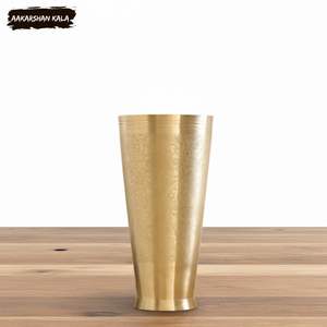 Vaso de Vidrio y Latón Hecho a Mano con Diseño Étnico Grabado, Estilo Vintage, para Decoración del Hogar, Cocina, Regalo - Product Image 1