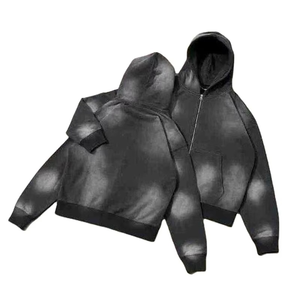 Ensemble de survêtements personnalisés pour hommes, streetwear, 100% coton, effet délavé au soleil, sweat-shirts à fermeture éclair et pantalons de survêtement, ensembles de survêtements pour hommes - Product Image 2