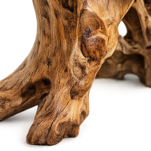 Ensemble de table en racine de teck rustique de luxe artisanal, tabourets en bois naturel, meubles de salon, villas, cafés, non pliable - Product Image 5