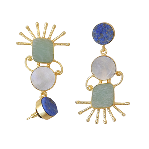 ต่างหูห้อยประดับมุกน้ำจืดและควอตซ์ชุบทอง 24K หลายเม็ด - เหมาะสำหรับงานปาร์ตี้สุดอินเทรนด์ - Product Image 4