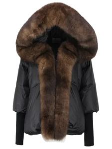 Veste matelassée d'hiver grande taille, chaude, coupe ajustée, col montant, logo sur le devant, respirante, nylon brillant, fermeture éclair légère, style classique - Product Image 4