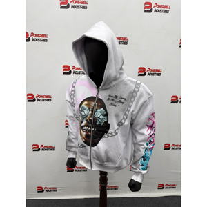 <b>Men's</b> Custom Logo Oversize Zipper Heavyweight Cotton Dirty Wash Graphic <b>Hoodie</b> <b>for</b> <b>Men</b> French Terry DTG <b>Work</b> - Product Image 2