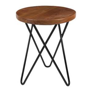 Table d'appoint en fer avec plateau en bois, durable, conçue pour un usage quotidien et un usage décoratif. - Product Image 2