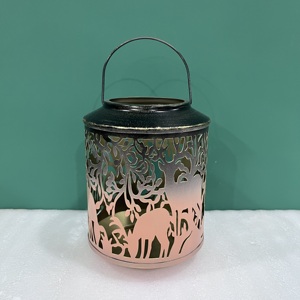 Farol de hierro con diseño de ciervo y árbol troquelado para decoración del hogar - Product Image 3