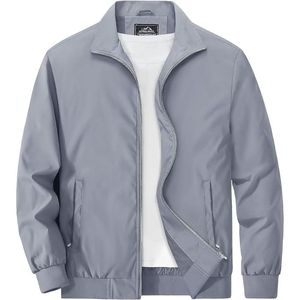 Men's Navy Blue Thin <b>Waterproof</b> Bomber <b>Jacket</b> Windproof Casual Zipper Closure Stand Collar Polyester Outerwear <b>Winter</b> Wear - Product Image 4