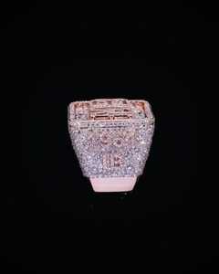 Anillo de Plata de Ley 925 con Letra Personalizada en Forma Cuadrada, con Diamantes Moissanite VVS, Micro Pavé, Estilo Hip Hop, para Uso Diario - Product Image 2