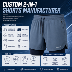 Pantalones cortos de entrenamiento 2 en 1 para hombre Steel Blue Core con cintura elástica y bolsillos laterales, de secado rápido y ajuste deportivo - Product Image 6