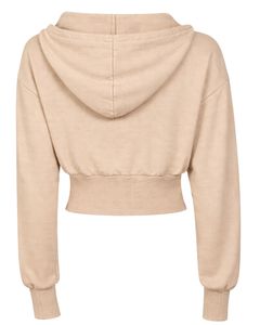 Veste à capuche courte zippée beige pour femme, coupe ajustée, manches longues, style streetwear décontracté, douce et confortable, tendance, personnalisable par le fabricant - Product Image 2