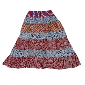 Women's Printed Multi Colour Cotton Fabric Elastic Round A-Line <b>Skirts</b> Ankle Length For <b>Summer</b> Style Wholesale India - Product Image 2