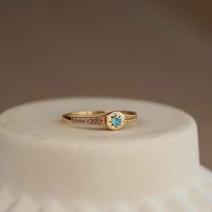 Bague étoile en topaze bleue naturelle, pierre de naissance de décembre, bijoux de naissance, argent sterling 925 plaqué or 14 carats, bague empilable délicate - Product Image 4