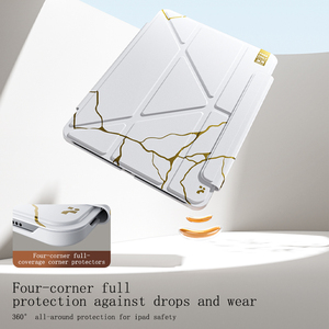 Étui pour tablette en cuir ultra-fin plaqué or pour iPad Pro 12,9 3/4/5/6e génération avec boucle, pliage multi-angles, étui de luxe - Product Image 4