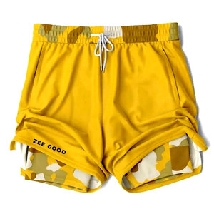 Nouveaux shorts de sport pour hommes, personnalisés, solides, décontractés, doublés, à double couche, avec poches, séchage rapide, athlétiques, 2 en 1, pour la salle de sport - Product Image 2