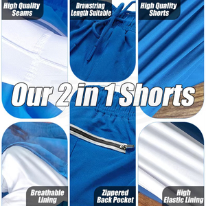 Pantalones Cortos Deportivos para Hombre, 90% Poliéster, 10% Elastano, de Secado Rápido, Compresión, Transpirables, con Cierre de Cordón, Color Sólido Personalizable - Product Image 4