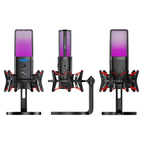 Micrófono de Condensador Cardioide Inalámbrico para Streaming de Juegos con Cancelación Activa de Ruido, Monitoreo en Tiempo Real y Soporte Antivibratorio para PC