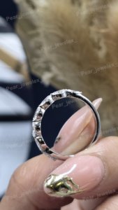 Luxury Marquise Cut Moissanite <b>Ring</b> <b>925</b> Sterling <b>Silver</b> Half Eternity Wedding Band Stackable Promise <b>Ring</b> - Product Image 2