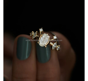 Igi/gia แล็บตัดเพชรวินเทจ14K สีเหลืองแหวนแต่งงาน/งานหมั้นใส่ได้ทั้งชายและหญิงสีขาวทองคุณภาพดีสำหรับงานปาร์ตี้ครบรอบ-คุ้มค่า - Product Image 1