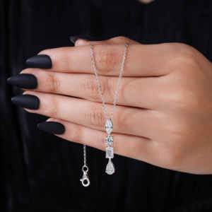 Pendentif en diamant de laboratoire taille marquise, poire et ronde, émeraude, en argent sterling S925, métal blanc, charme de luxe pour femme, cadeau pour elle - Product Image 2