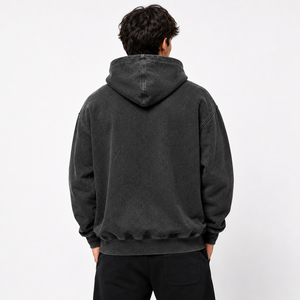 Sweat à capuche vintage délavé avec imprimé craquelé, logo sur le devant et poche, style streetwear pour homme - Product Image 3