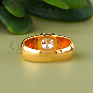 Anillo de Diamante Cultivado en Laboratorio Chapado en Oro Amarillo de 14K, Corte Ovalado de 2.05 Quilates, Engaste de Bisel, Banda Solitaria Moderna, Joyería Fina Unisex para Boda - Product Image 3
