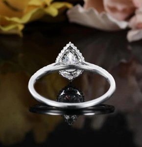 Pear Cut Moissanite Classic Gemstone <b>Ring</b> 925 Sterling <b>Silver</b> Engagement Teardrop <b>Solitaire</b> Dainty Minimalist Wedding Promise - Product Image 4