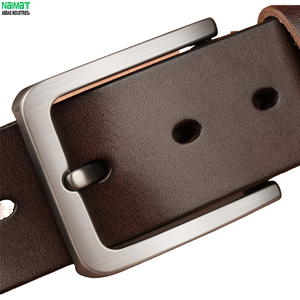 Cinturón Formal de Cuero Genuino, Hebilla Rectangular Plateada, Color Marrón Sólido, Cinturón Duradero para Hombre, Apto para las Cinco Estaciones - Product Image 5