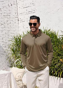 Chemises polo tactiques à manches longues en piqué, 100% polyester, OEM, chemise tactique décontractée pour homme, anti-rides, séchage rapide, performance - Product Image 4