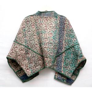 Veste Kimono Kantha en Tissu 100% Coton Naturel Indigo, Faite à la Main, Numérique, Écologique, Matelassée, pour Fêtes, Été et Printemps - Product Image 6