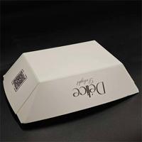Barquette alimentaire jetable blanche personnalisable avec logo, pliable, résistante à la graisse, avec revêtement PE, pour frites, nachos et fêtes