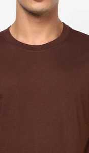 T-shirt décontracté pour homme STELLAR, couleur unie marron, col rond, manches longues, coupe classique, tissu jersey respirant en polyester/coton - Product Image 3