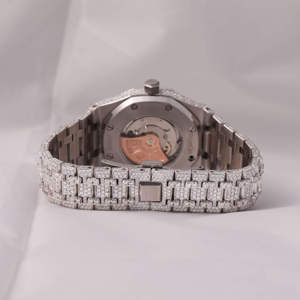 Reloj de Moissanita de Acero Inoxidable Hecho a Mano con Corte Brillante, Claridad VVS, Movimiento de Cuarzo, Resistente al Agua 10 Bar, Cristal de 20mm - Product Image 5