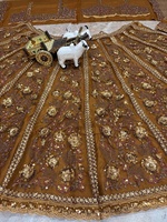 Ensemble Lehenga Choli doré pour femmes avec broderies, tenue de mariage indienne traditionnelle de Samp Corporation