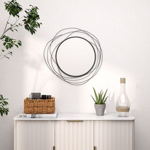 Miroir rond moderne en métal de 25,6 pouces pour mur, design contemporain pour la décoration du salon, de la chambre à coucher et de la salle à manger - Noir - Product Image 2