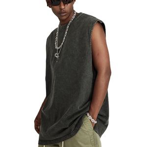 Chaleco de verano para hombre, camiseta sin mangas de lavado ácido de algodón 100% de alta calidad, camiseta sin mangas de gran tamaño Vintage elegante, camisetas sin mangas personalizadas - Product Image 1