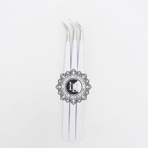 Pince à cils en acier inoxydable personnalisable vente en gros grande pointe incurvée d'isolation revêtement en poudre blanche pointe argentée durable - Product Image 5